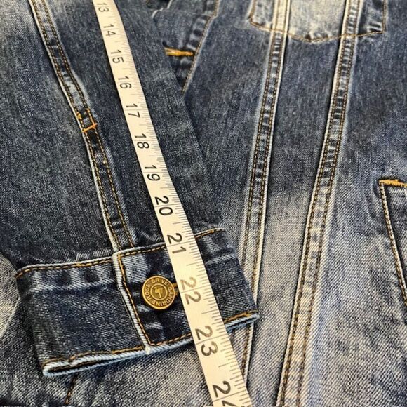 NWT Free People X Sandrine Rose Oversized Denim Jacket "Not Yours" "L'Artiste" - Picture 12 of 12